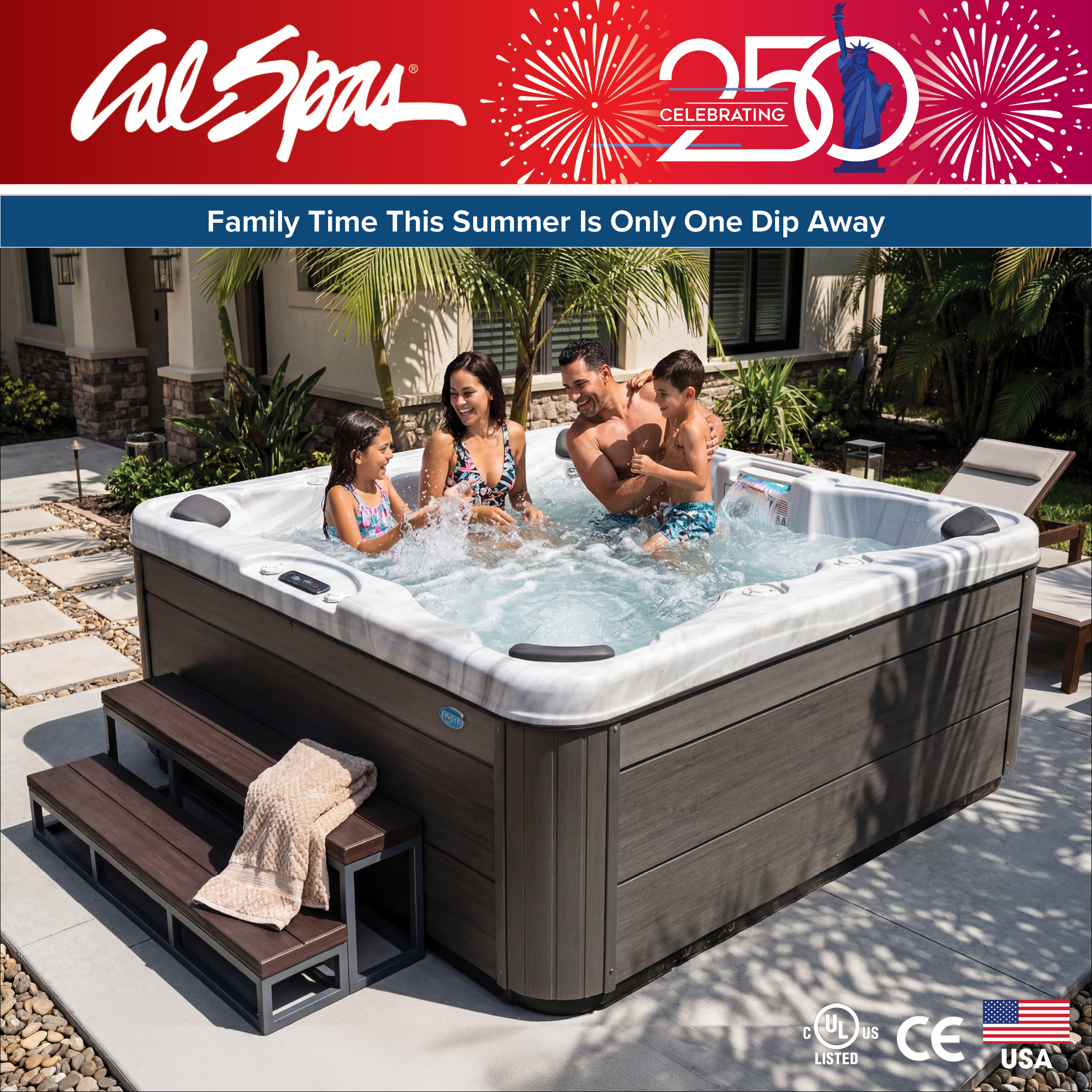Calspas hot tub being used in a family setting - Spokane